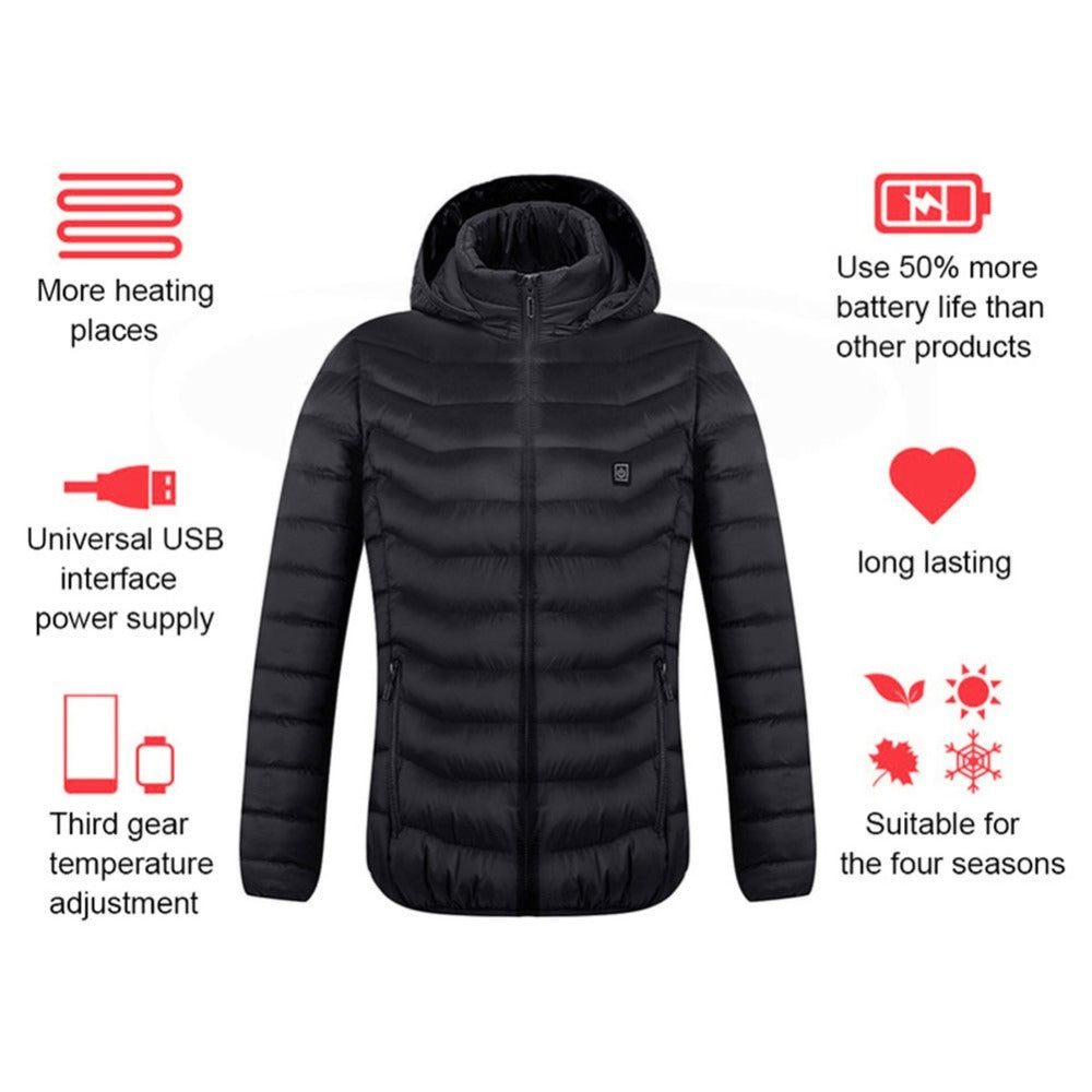 USB Heated Jacket – Thermal Winter Coat with Cotton & Electric Heating Vest